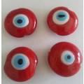 Glass Beads, Hand Crafted, Eye Beads, Round, Red, 16mm, 4pc