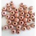 Wooden Beads, Round, Dusty Pink, 7mm x 8mm, ±20pc