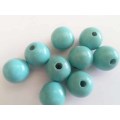 Wooden Beads, Round, Green, 23mm x 25mm, 2pc