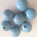 Wooden Beads, Round, Blue, 23mm x 25mm, 2pc