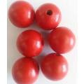 Wooden Beads, Round, Red, 23mm x 25mm, 2pc