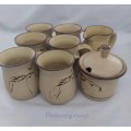 Clay Mugs x 6, (Height - 92mm - 250ml) 1 x Milk Jug, 1 x Sugar Bowl With Lid, Never Been Used