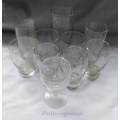 1 Set / 11pc Vintage Etched Grape Pattern Glasses, Good Condition, See Photo`s