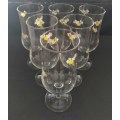 6 x Arcoroc France Wine Glasses With Flower Detail, 350ml. See Photos Below