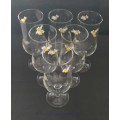 6 x Arcoroc France Wine Glasses With Flower Detail, 350ml. See Photos Below
