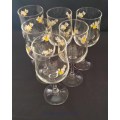6 x Arcoroc France Wine Glasses With Flower Detail, 150ml. See Photos Below