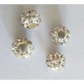 Rondals, Ball, Silver, Clear Rhinestones, 7mm x 8mm, 1pc