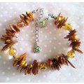 Perrine Bracelets, Burned Orange Freshwater Chips & Crystal Beads, Lobster Clasp, 19.5cm + 5cm Ext