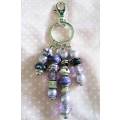 Handbag Charm, Nickel With Purple Pandora Style Beads, 150mm, 1pc
