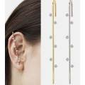 Evelia Earrings, Ear Piece, Nickel, Clear Rhinestones, See Example Photo How To Wear, 73mm, 1pc