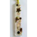 Bookmark, Black And Gold With Golden Ribbon, 14cm, Resin Products Are Handmade & Unique, See Photo