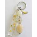 Personal Keyring, Yellow Keyring With Semi-Precious Beads, 74mm, Resin Product, Handmade, Unique