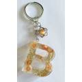 Personal Keyring, Bronze And Gold Letter `B`, 40mm x ±9mm, Resin Product, Handmade, Unique
