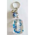 Personal Keyring, Blue And Silver Letter `O`, 40mm x ±9mm, Resin Product, Handmade, Unique