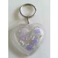 Personal Keyring, Heart, Purple And Silver, Size 48mm, Resin Product, Handmade, Unique