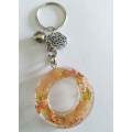 Personal Keyring, Letter `O`, Orange And Bronze, Size 40mm x ±9mm, Resin Product, Handmade, Unique