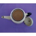 Cream And Black Enamel Coffee / Tea Pot, Chip Marks, 1000ml, See Photo`s For More Info
