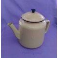 Beige And Black Enamel Coffee / Tea Pot, Chip Marks, 1.700ml, See Photo`s For More Info