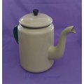 Cream And Green Enamel Coffee / Tea Pot, 2.300ml, See Photo`s For More Info