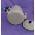 Cream And Green Enamel Coffee / Tea Pot, 2.300ml, See Photo`s For More Info