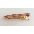 Hair Clips, Rectangle, Red With Silver, Size 72mm x 15mm, Resin Product, Handmade, Unique