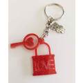 Personal Keyring, Lock And Key, Red Glitter, Size 43mm, Resin Product, Handmade, Unique
