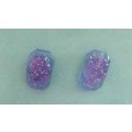Earrings,Rounded Rectangle, Purple, Stud, 11mm x 7mm, Handmade Resin Product, Unique