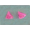 Earrings, Triangle, Pink, Stud, 10mm Diameter, Handmade Resin Product, Unique