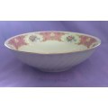 Vintage Porcelain Salad / Serving Bowl, Richwood USA, White Colour & Pink Flower Pattern & Gold Edge