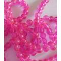 Glass Beads, Plain, Round, Bright Pink, 8mm, ±30pc