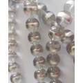 Glass Beads, Fancy, Round, Clear With Silver, 10mm, 25pc