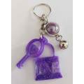 Personal Keyring, Lock And Key Set, Purple, Size 43mm, Resin Art Product, Unique