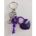 Personal Keyring, Lock And Key Set, Dark Purple, Size 46mm, Resin Art Product, Unique