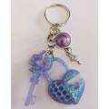 Personal Keyring, Lock And Key Set, Light Purple, Size 46mm, Resin Art Product, Unique
