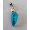 Pendant, Turquoise, 24mm x 11mm, Handmade Resin Product, Unique, 1pc