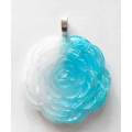 Pendant, Rose, Turquoise And White, 48mm, Handmade Art Resin Product, Unique, 1pc