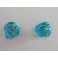 Earrings, Rose, Turquoise And Silver, Stud, 10mm Diameter, Handmade, Art Resin Product, Unique