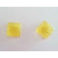 Earrings, Square, Yellow, Stud, 10mm, Handmade, Art Resin Product, Unique