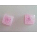 Earrings, Square, Pink, Stud, 10mm, Handmade, Art Resin Product, Unique