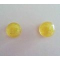 Earrings, Round, Yellow, Stud, 10mm, Handmade, Art Resin Product, Unique