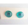Earrings, Round, Turquoise, Stud, 10mm, Handmade, Art Resin Product, Unique