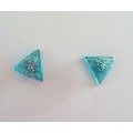 Earrings, Triangle, Turquoise, Stud, 10mm Diameter, Handmade, Art Resin Product, Unique