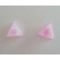 Earrings, Triangle, Pink, Stud, 10mm Diameter, Handmade, Art Resin Product, Unique