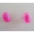 Earrings, Rounded Rectangle, Bright Pink, Stud, 11mm x 7mm, Handmade, Art Resin Product, Unique
