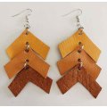 Earrings, Shades Of Autumn Leather + Nickel Ear Hooks, 86mm, Handmade Leather Product, Unique, 2pc