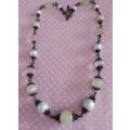 Simone Necklace, Shades Of Yellow Semi-Precious Beads + White Glass Pearls, Toggle Clasp, 52cm