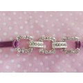 Riza Bracelet, Purple Velvet Leather Cord With Rhinestoned Centrepiece, Lobster Clasp, 17cm + 5cm