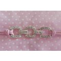 Riza Bracelet, Pink Leather With Rhinestoned Centrepiece, Lobster Clasp, 19.5cm + 5cm, 1pc