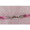 Mistique Bracelet, Pink Faux Leather With Word `Believe` As Centerpiece, Lobster Clasp, 19.5cm + 5cm