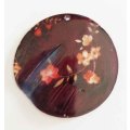 Pendant, Shell, Shades Of Red, Flower Theme, Round, 50mm, 1pc